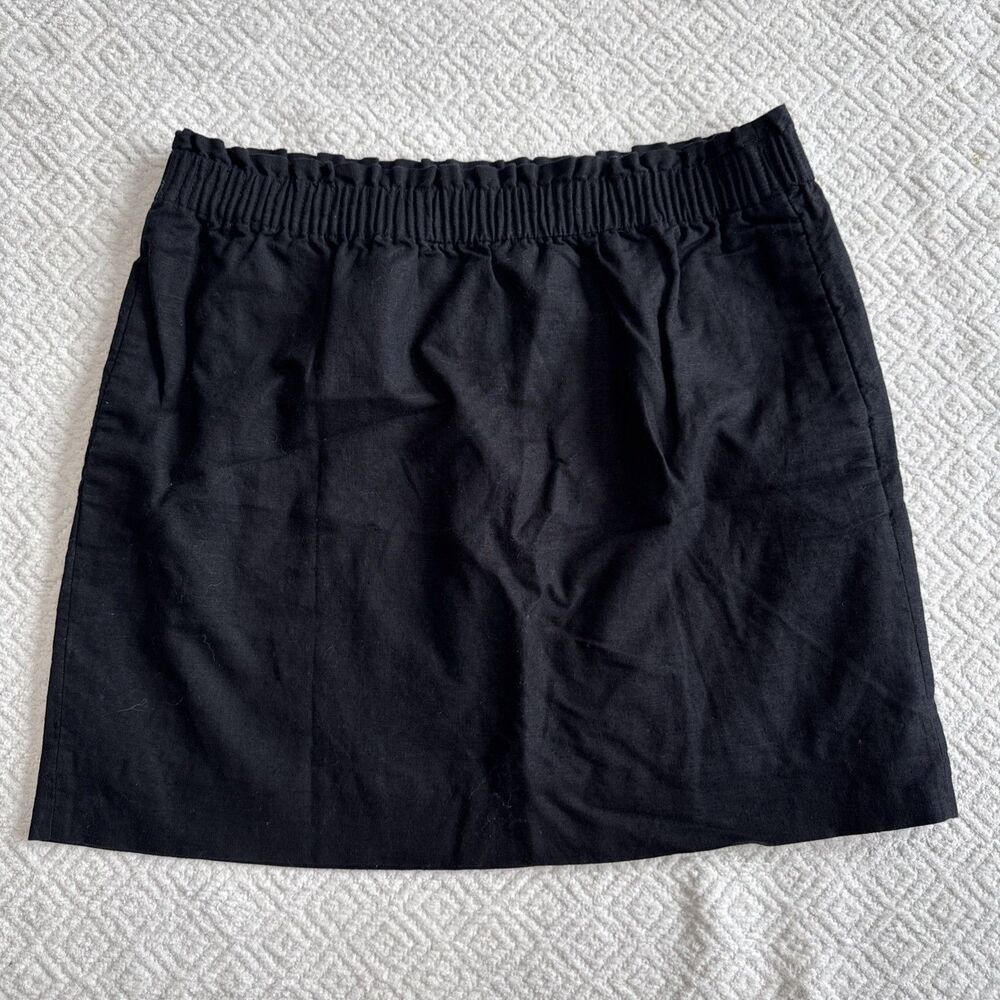 NWOT J. Crew Sidewalk Linen Cotton Pull On Black Skirt, 14